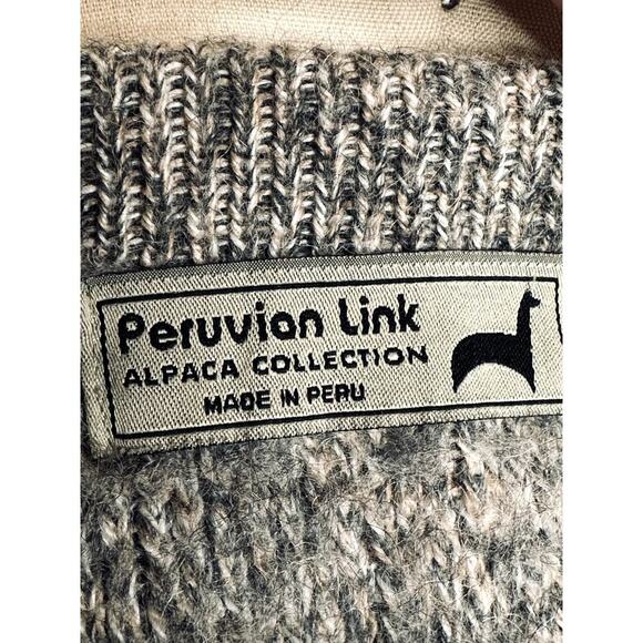 Peruvian Link Alpaca Collection Grey Open Front Cardigan Sweater W. Pockets Sz M - Picture 4 of 6